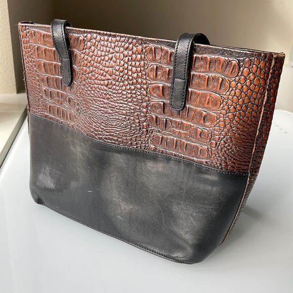 Brahmin Handbags - Brahmin Crocodile Brown Black Leather Purse